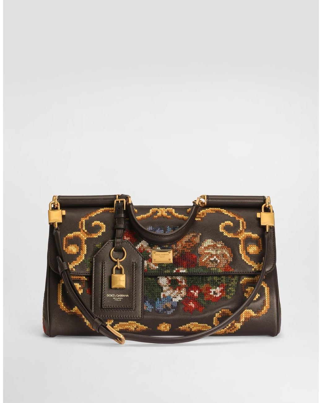 Dolce & Gabbana Multicolor Medium My Sicily Handbag With Fine Stitch Embroidery