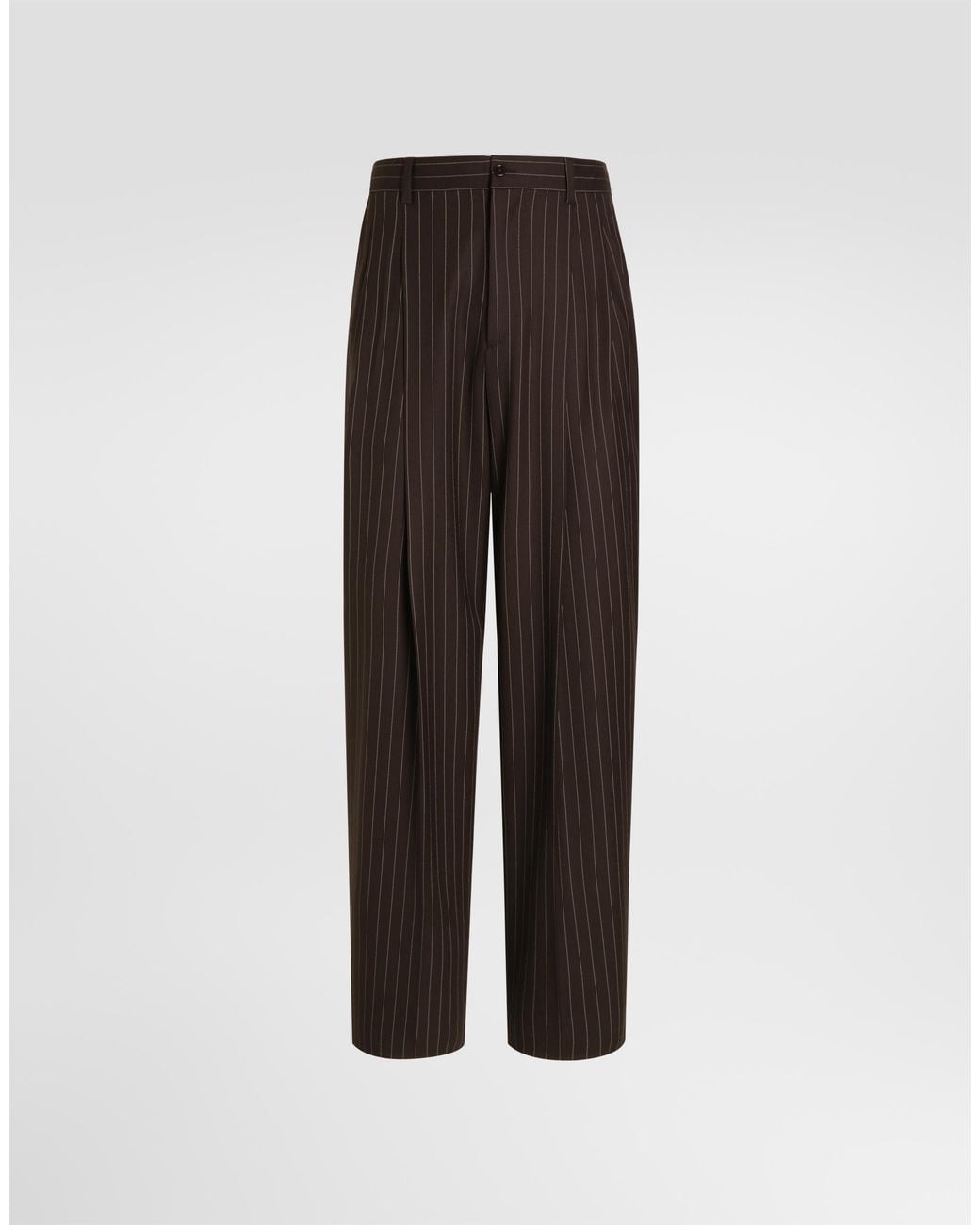 Dolce & Gabbana Multicolor Pinstripe Wool Trousers for men