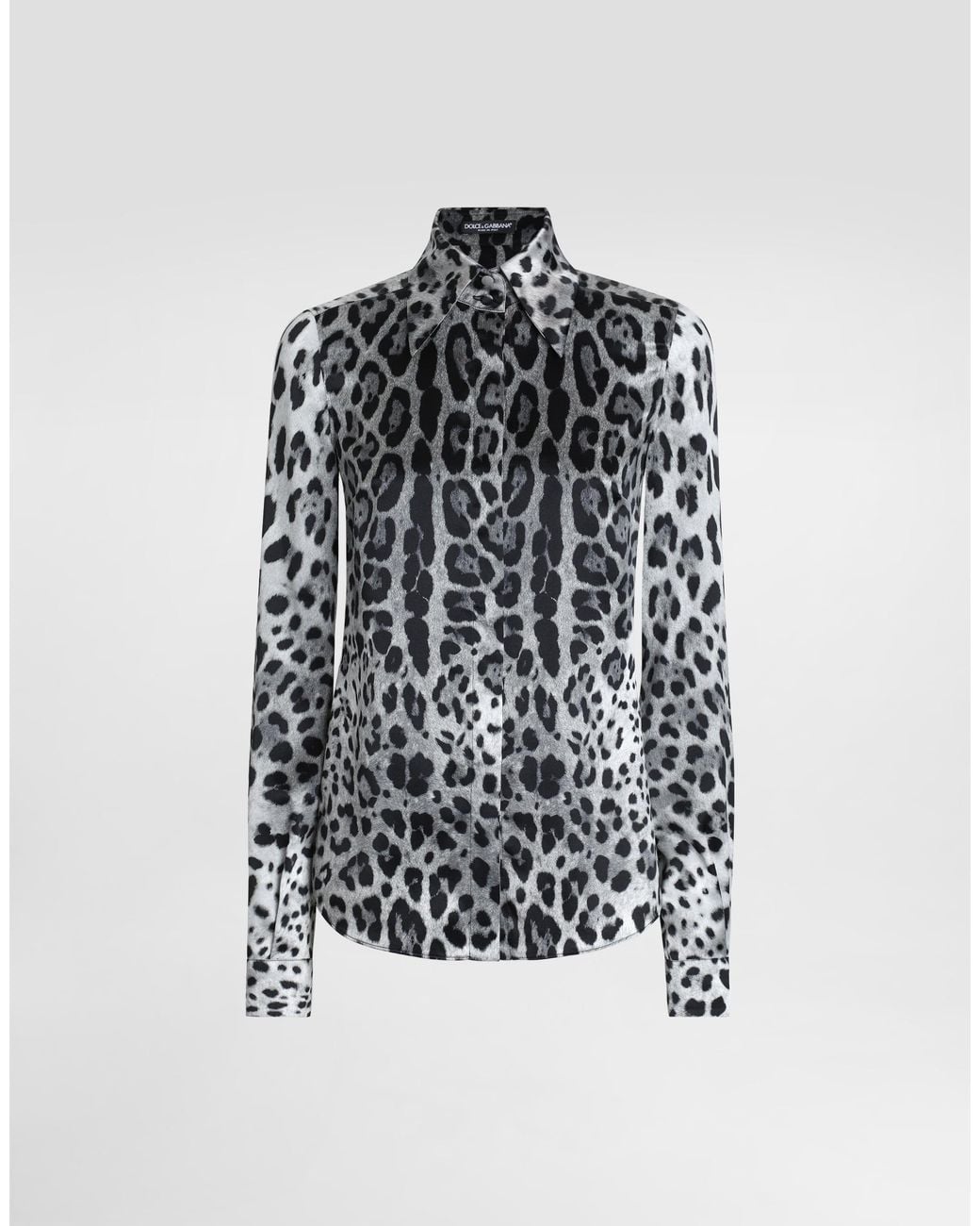 Dolce & Gabbana White Leopard- Silk Satin Shirt
