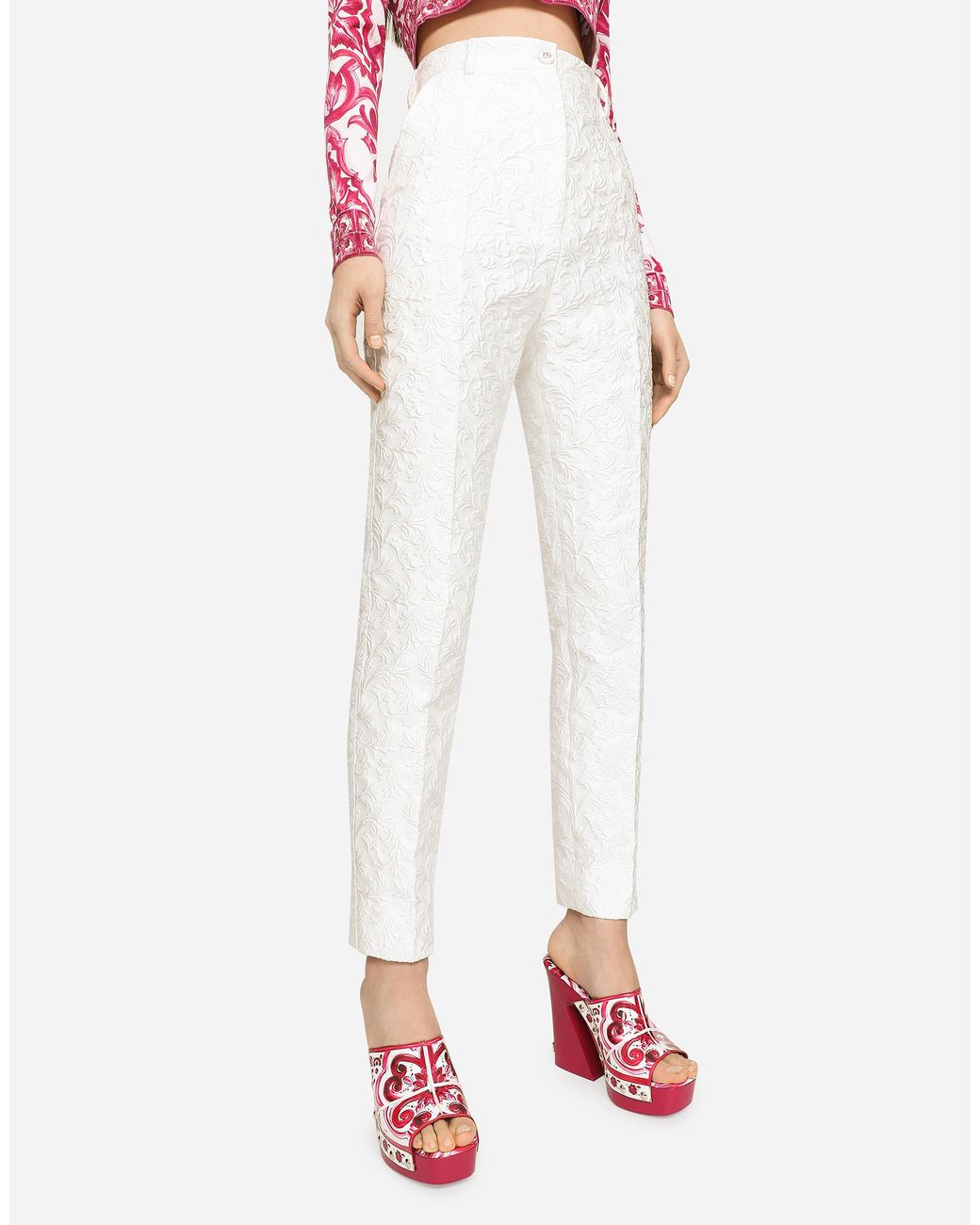 Dolce & Gabbana White Brocade Pants