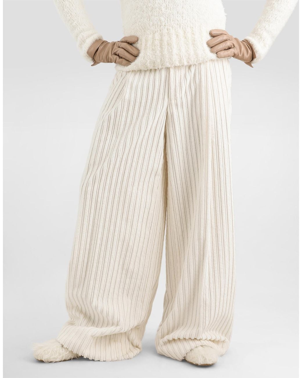 Dolce & Gabbana White Corduroy Trousers for men