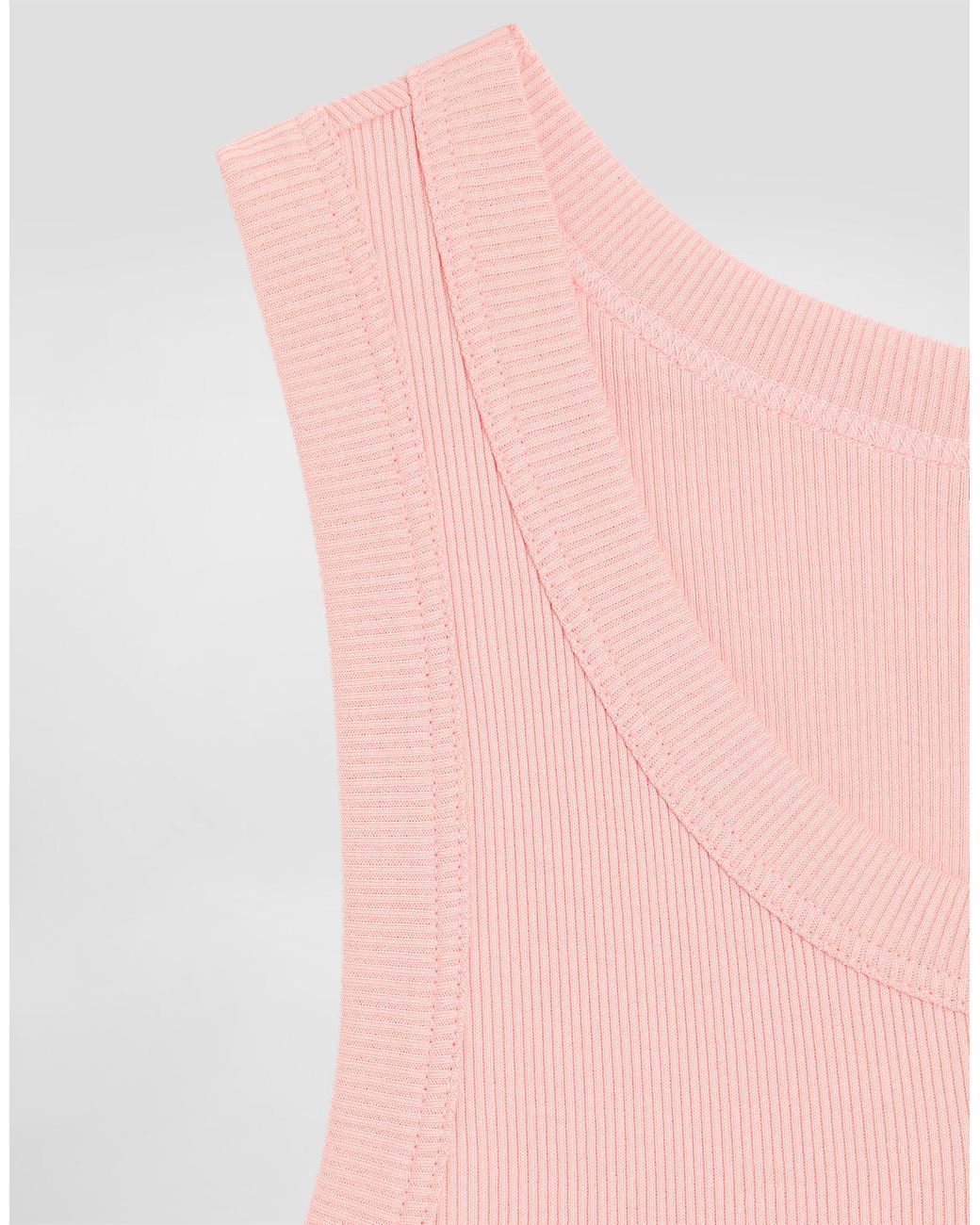 Dolce & Gabbana Pink Cotton Cropped Tank Top With Logo
