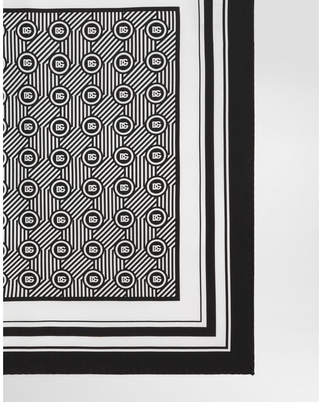 Dolce & Gabbana Gray Silk Pocket Square With Micro-Design And Logo for men