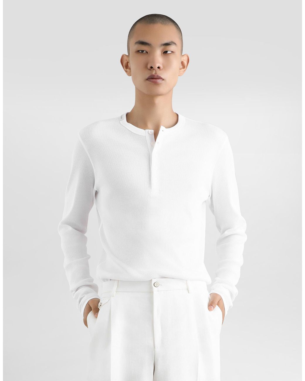 Dolce & Gabbana White Serafino M/L for men