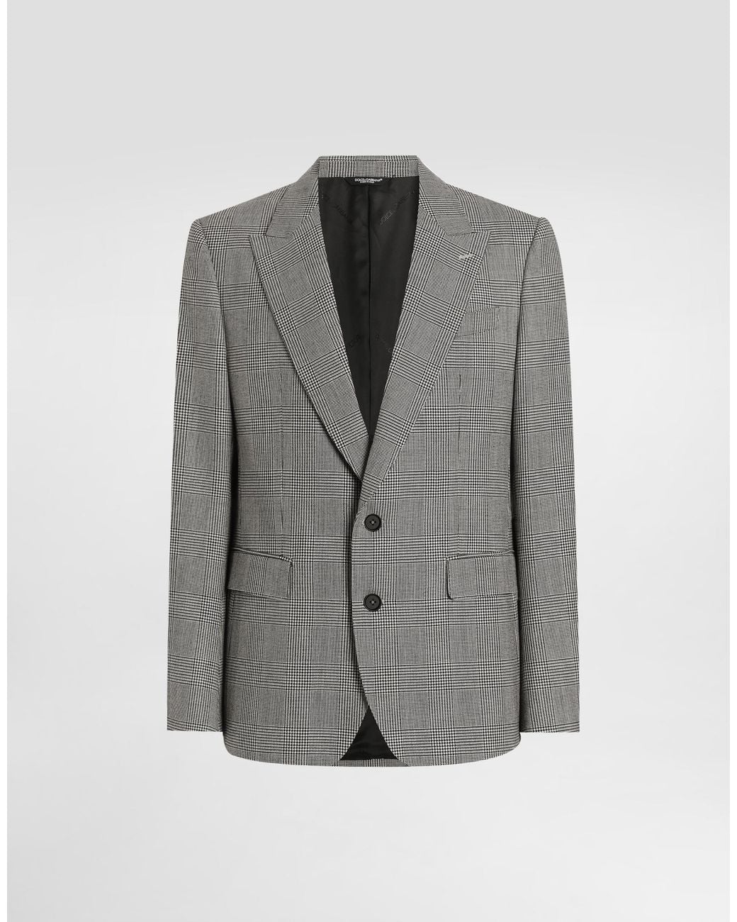 Dolce & Gabbana Gray Glen Plaid Single-Breasted Sicilia Light Jacket for men