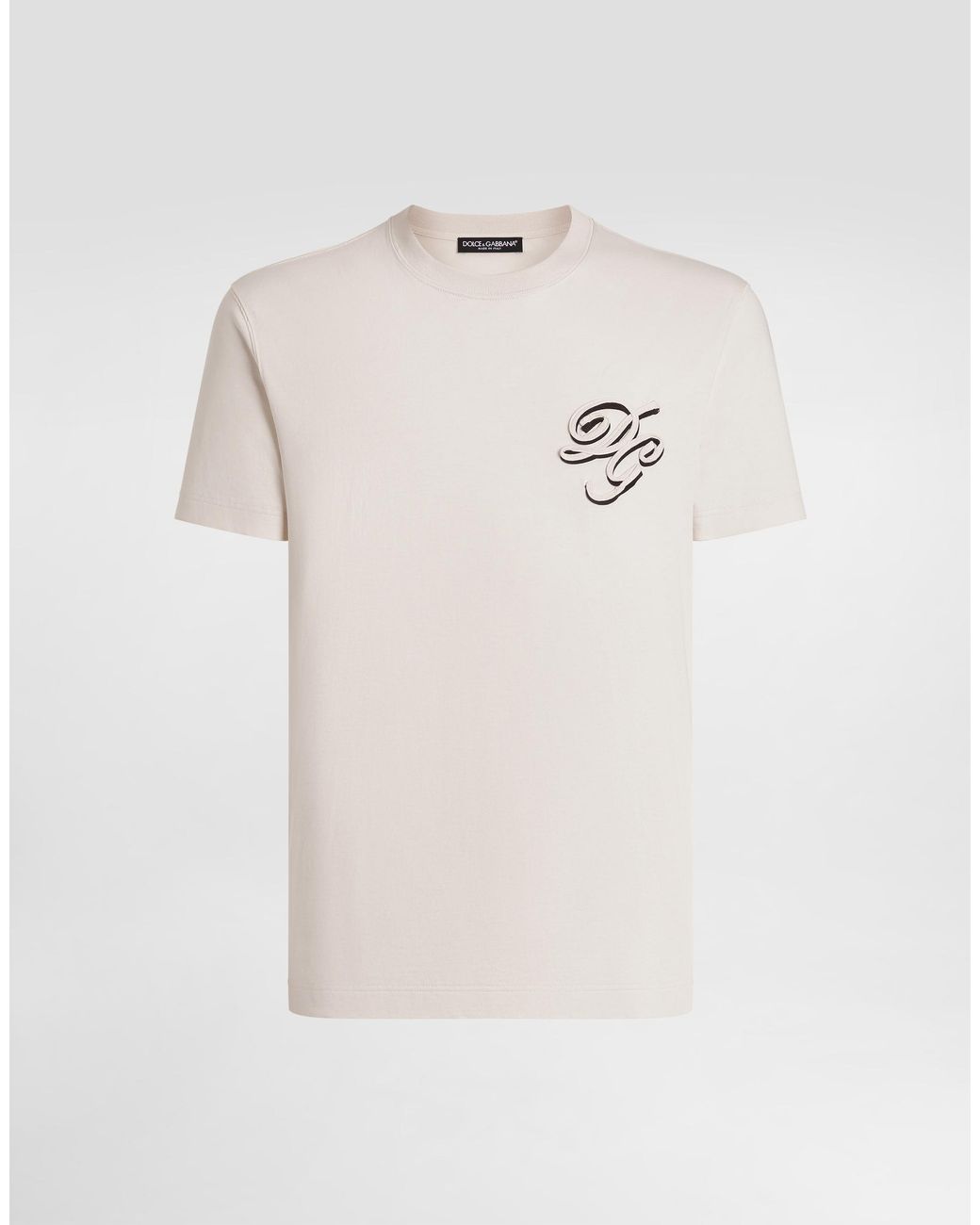 Dolce & Gabbana White T-Shirt With Embroidered Logo for men