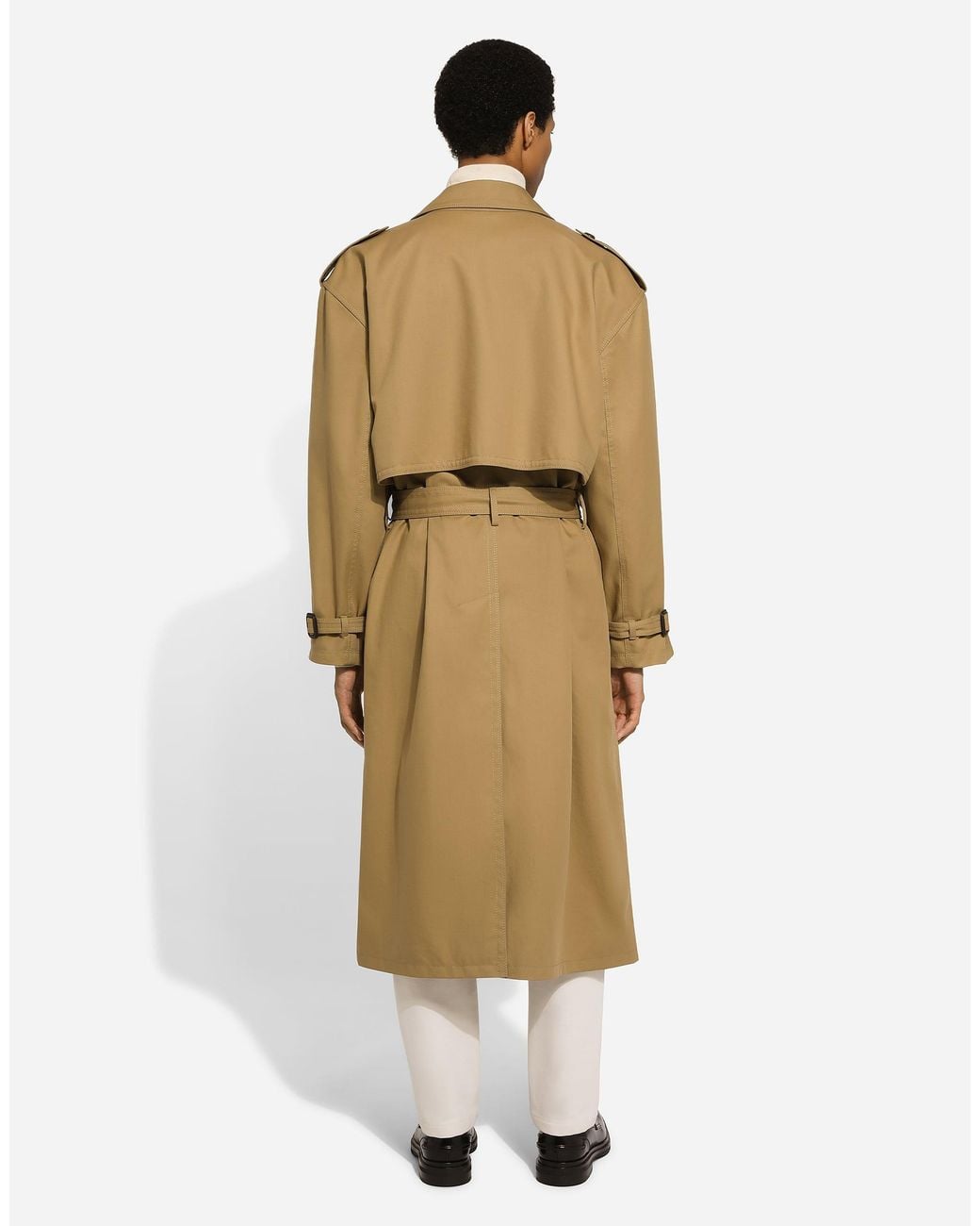 Dolce & Gabbana Natural Double-Breasted Cotton Trench Coat for men