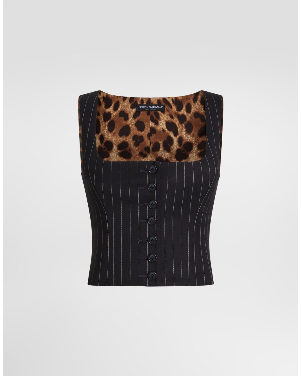 Dolce & Gabbana Black Pinstripe Wool Vest