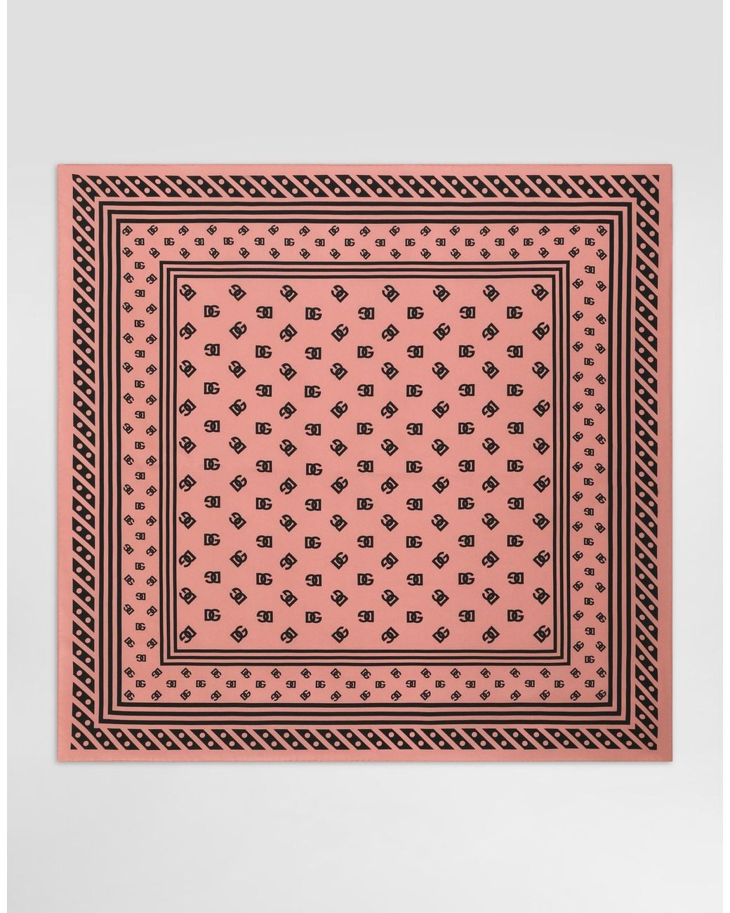 Dolce & Gabbana Red Silk Twill Foulard With All-Over Dg Logo (90X90)