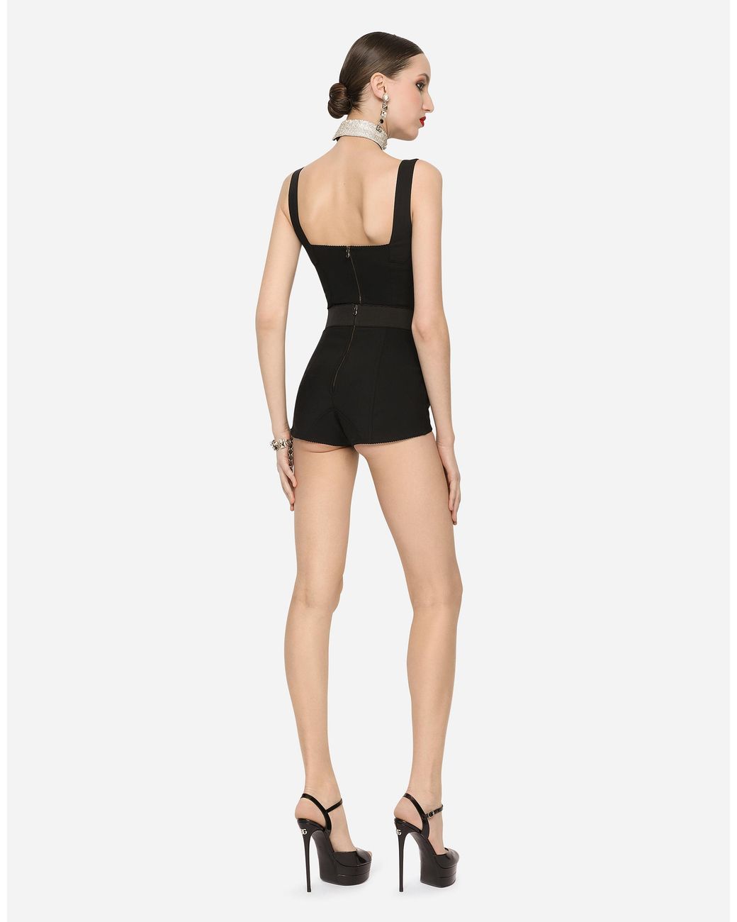 Dolce & Gabbana Black High-waisted Shaper Panties In Jacquard And Satin