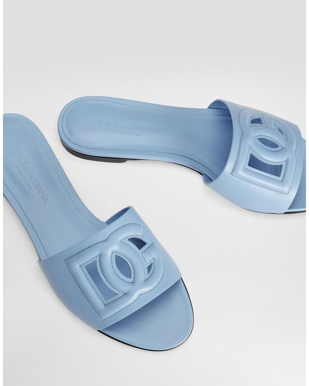 Dolce & Gabbana Blue Leather Dg Millennials Flats