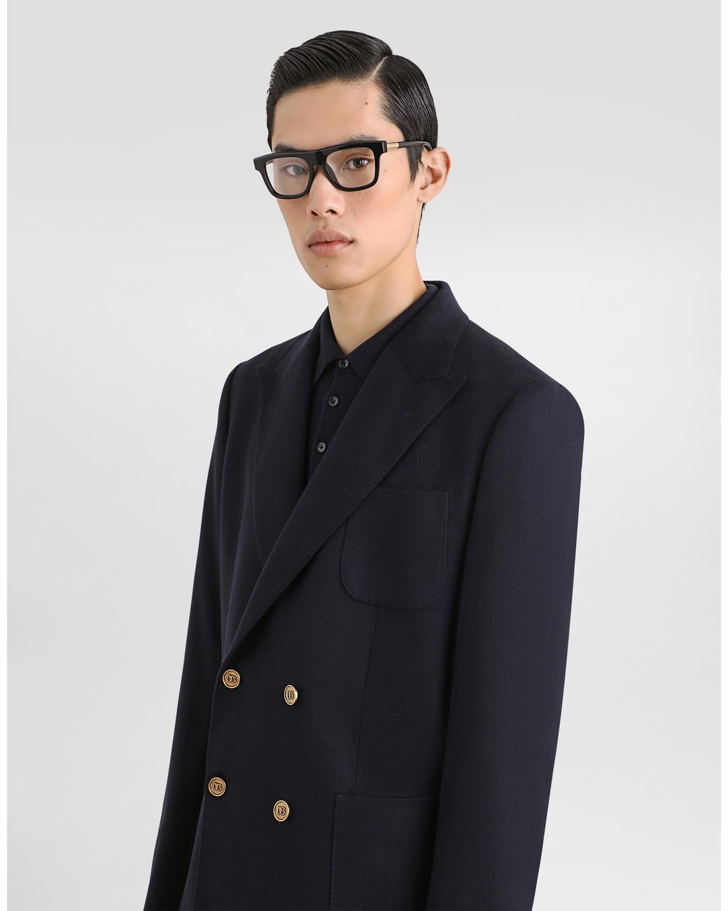 Dolce & Gabbana Black Portofino Double-Breasted Cashmere Jacket for men