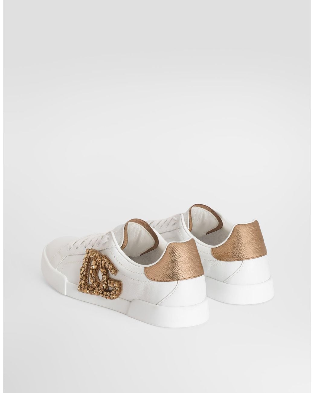 Dolce & Gabbana White Portofino Dg Applique Sneakers
