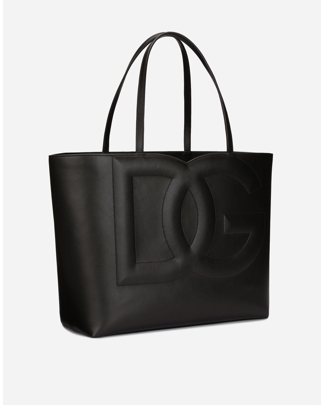 Damen Taschen Tote Taschen Dolce & Gabbana Leder Mittelgroße Tasche Tris aus Kalbsleder Krokoprägung in Schwarz 