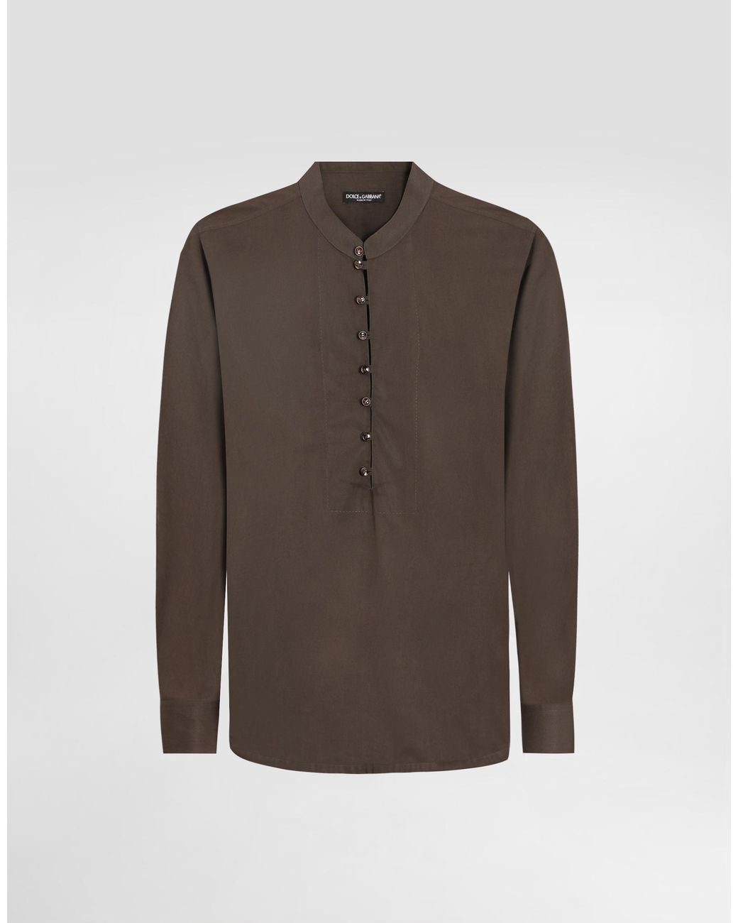 Dolce & Gabbana Brown Mandarin Shirt for men
