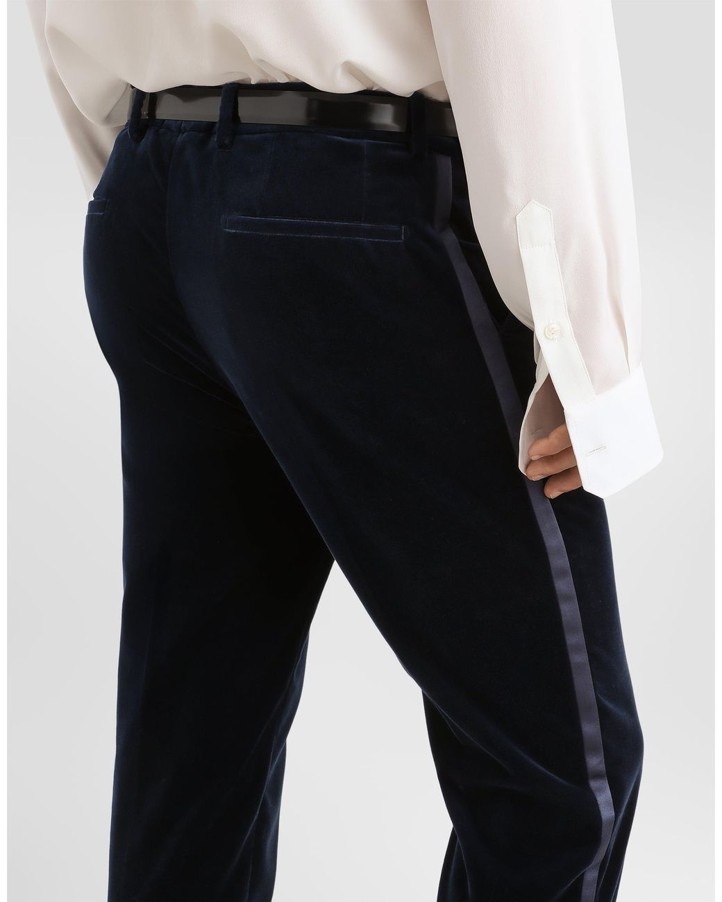 Dolce & Gabbana Blue Velvet Trousers for men