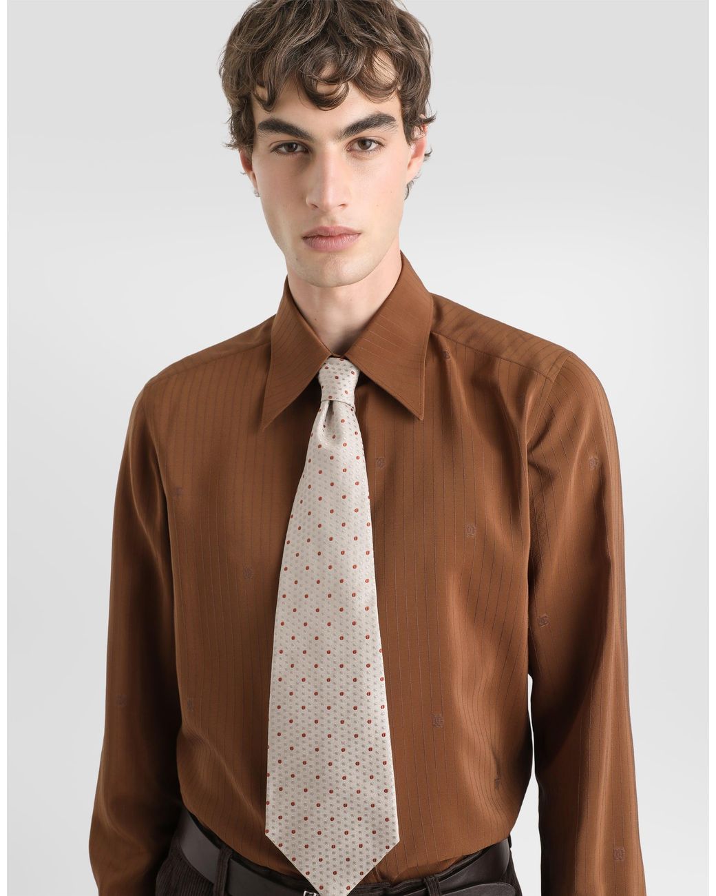 Dolce & Gabbana Brown Silk Shirt for men