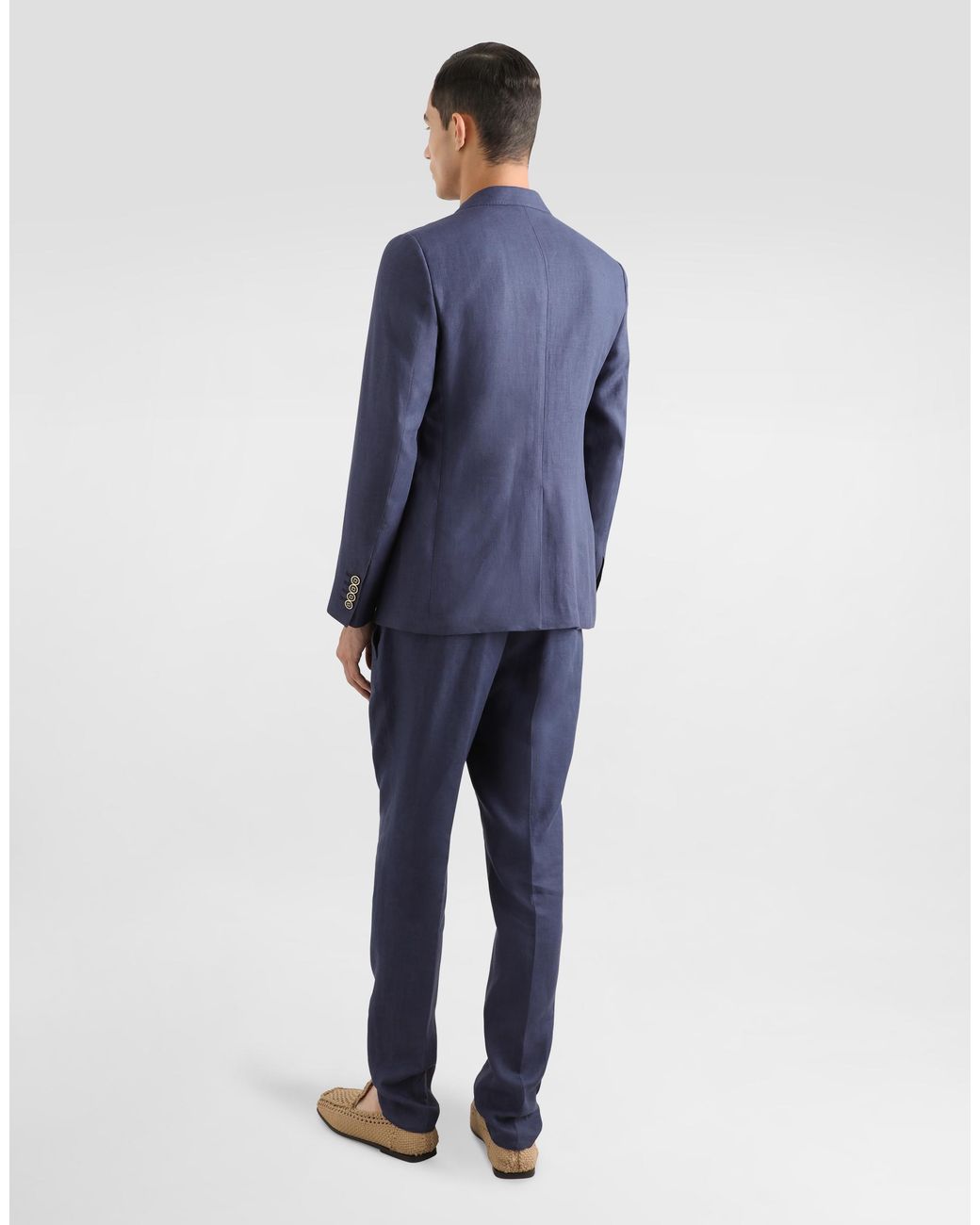 Dolce & Gabbana Blue Linen Sicilia-Fit Jacket for men