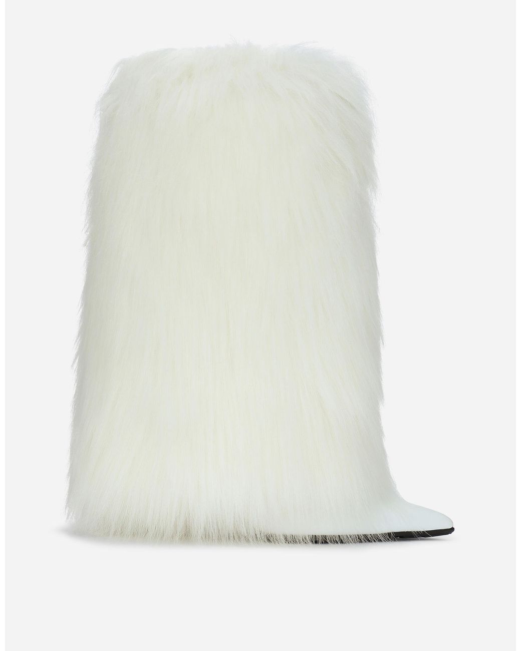 Dolce & Gabbana Faux Fur Boots in White | Lyst
