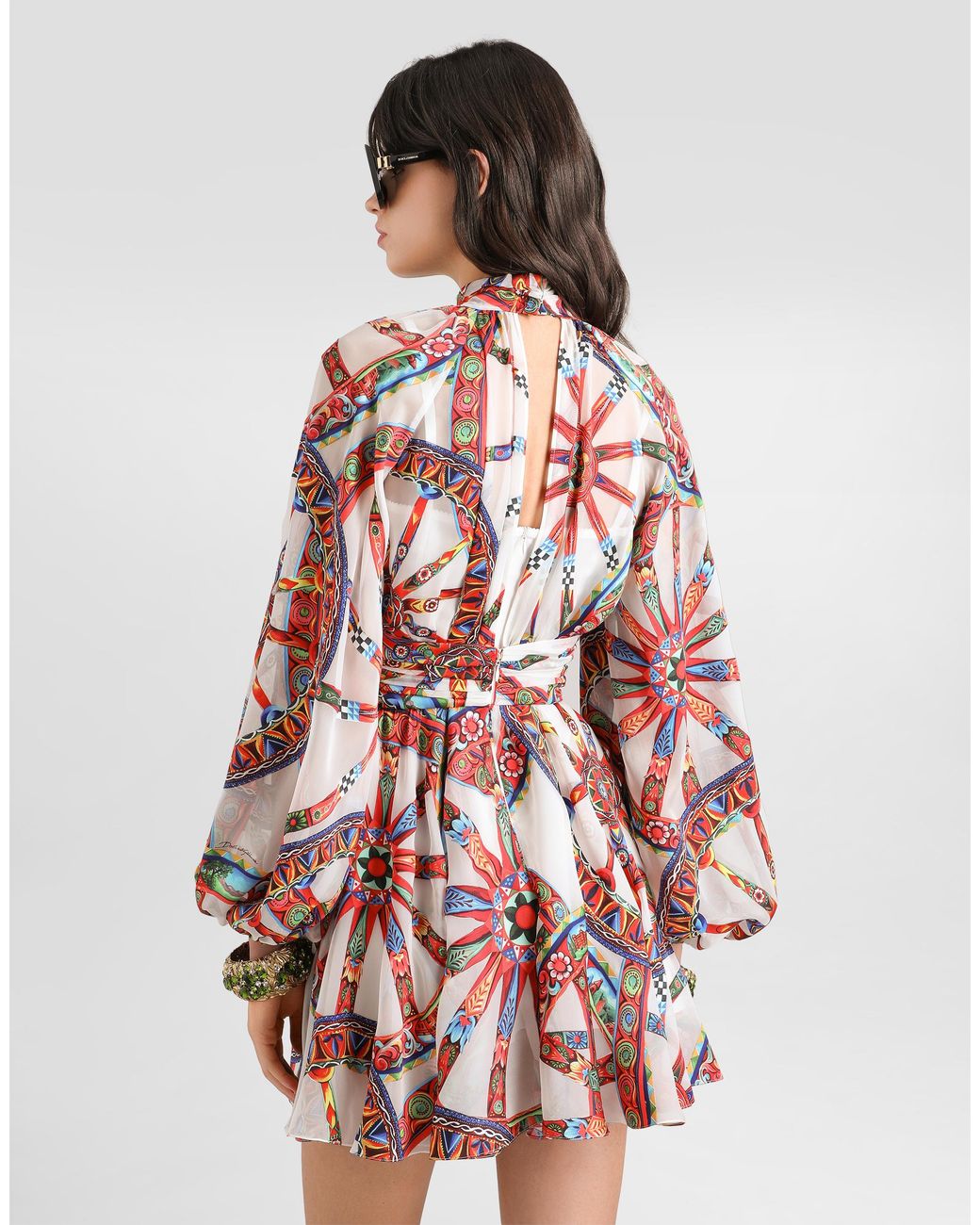 Dolce & Gabbana White Carretto-Print Devor� Twill Dress�