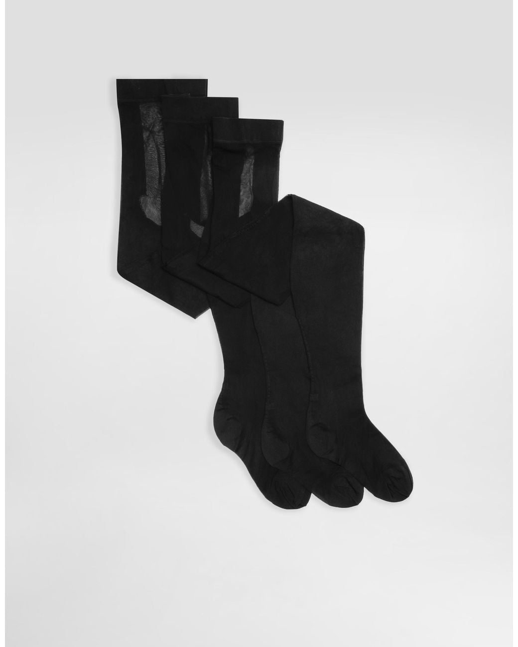Dolce & Gabbana Black Nylon Tights With Jacquard Dg Logo
