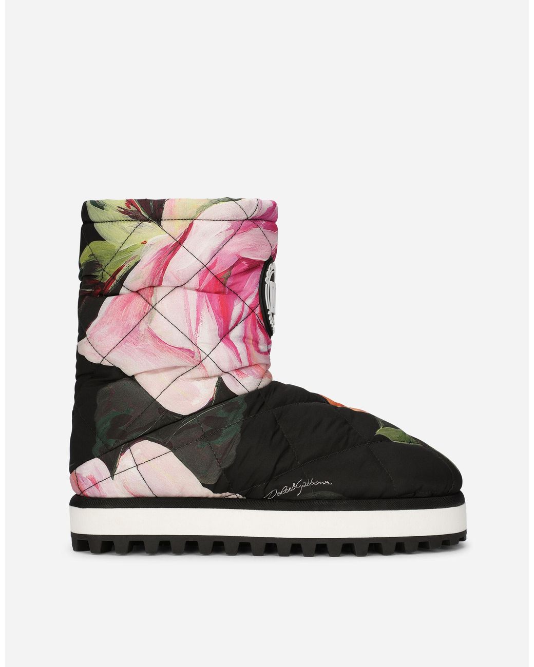 Dolce & Gabbana Nylon Ankle Boots With Rose Print in Pink | Lyst Australia