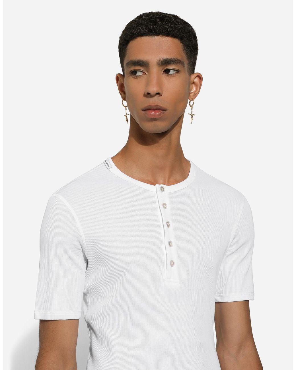 メンズ Dolce & Gabbana イヤリング ネジバネタイプ Dnaクロス White