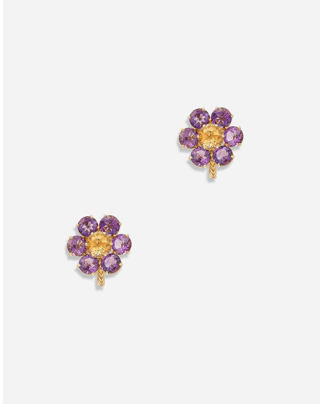 Dolce & Gabbana White Spring Earrings 18Kt And Amethysts