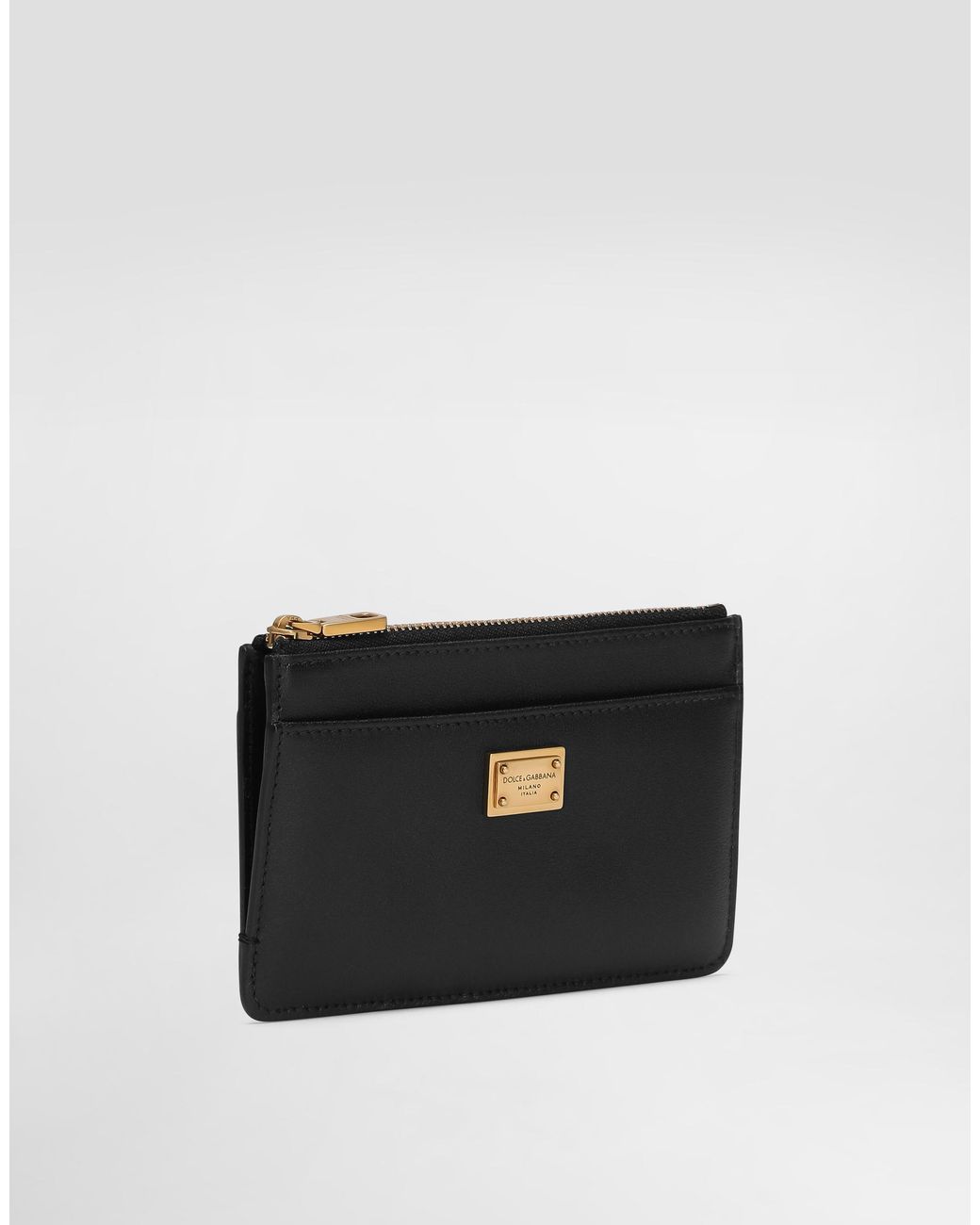 Dolce & Gabbana Black Card Holder With Zip And Tag