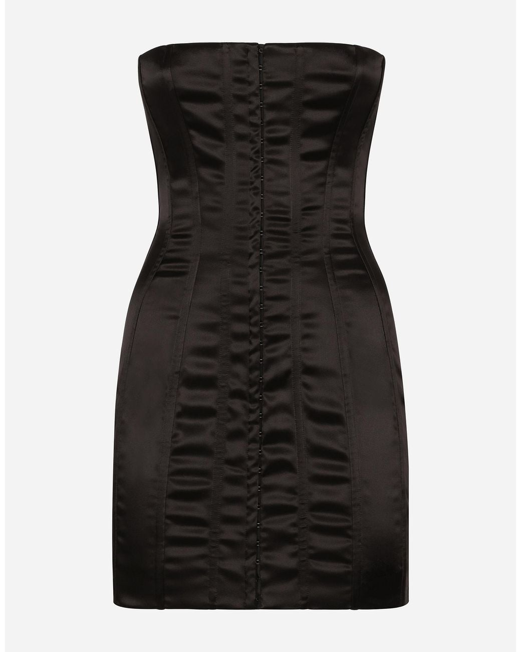 Dolce & Gabbana Black Short Strapless Satin Dress