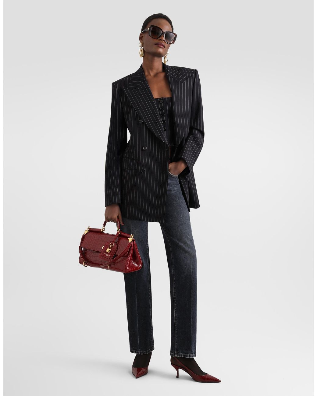 Dolce & Gabbana Black Pinstripe Wool Vest