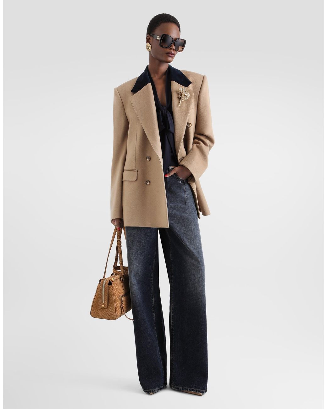Dolce & Gabbana Natural Double-Breasted Cashmere Jacket