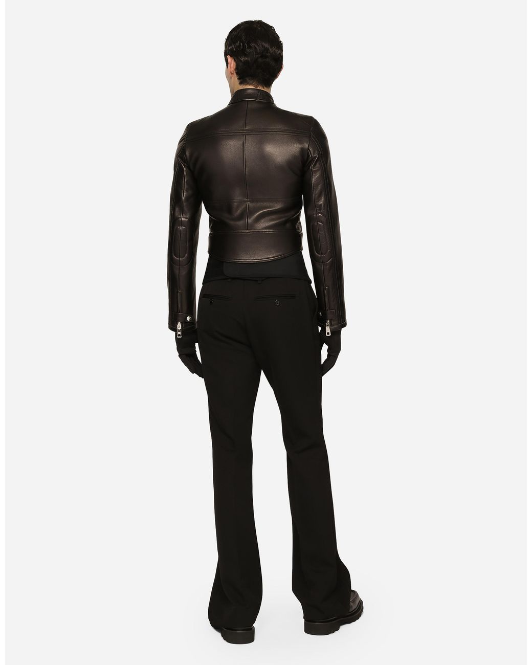 Dolce & Gabbana Black Nappa Leather Biker Jacket for men