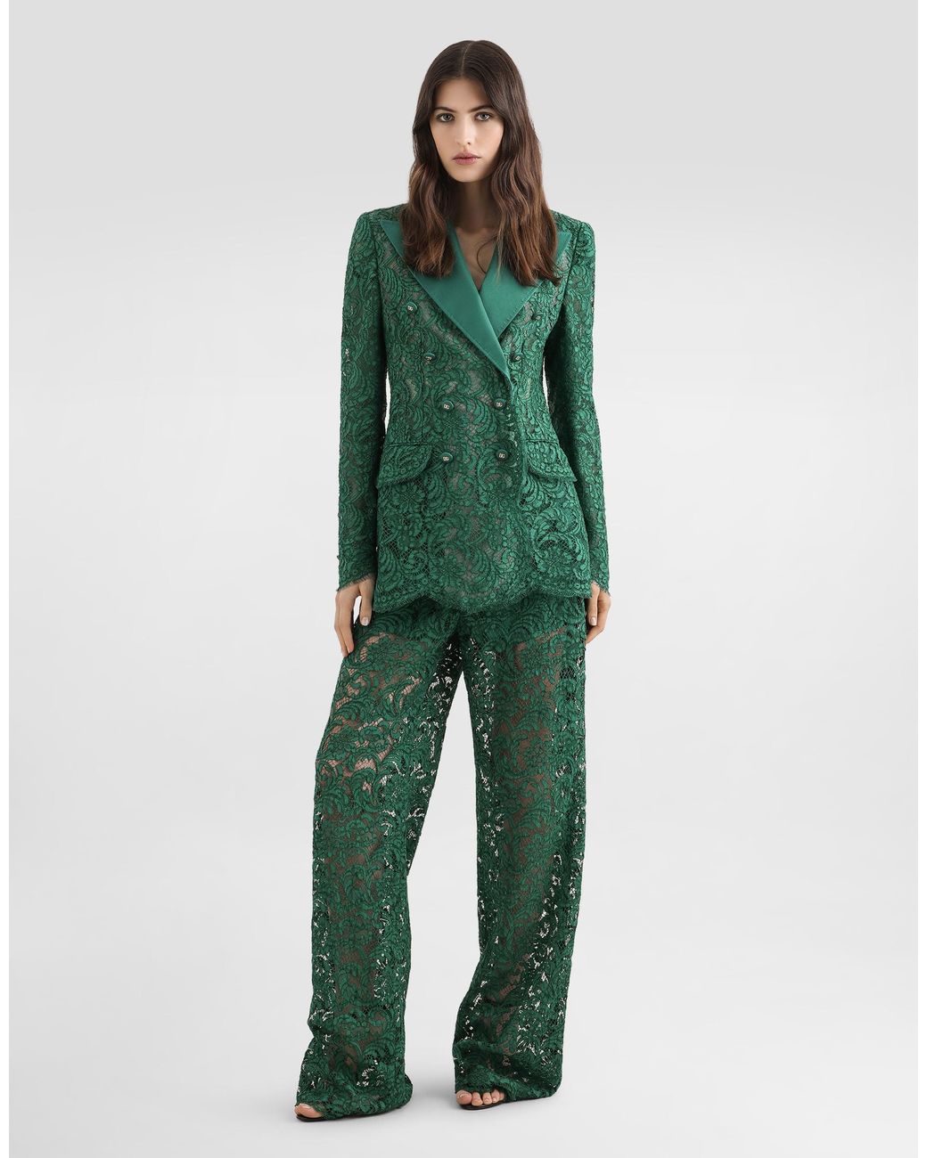 Dolce & Gabbana Green Cordonetto Lace Trousers