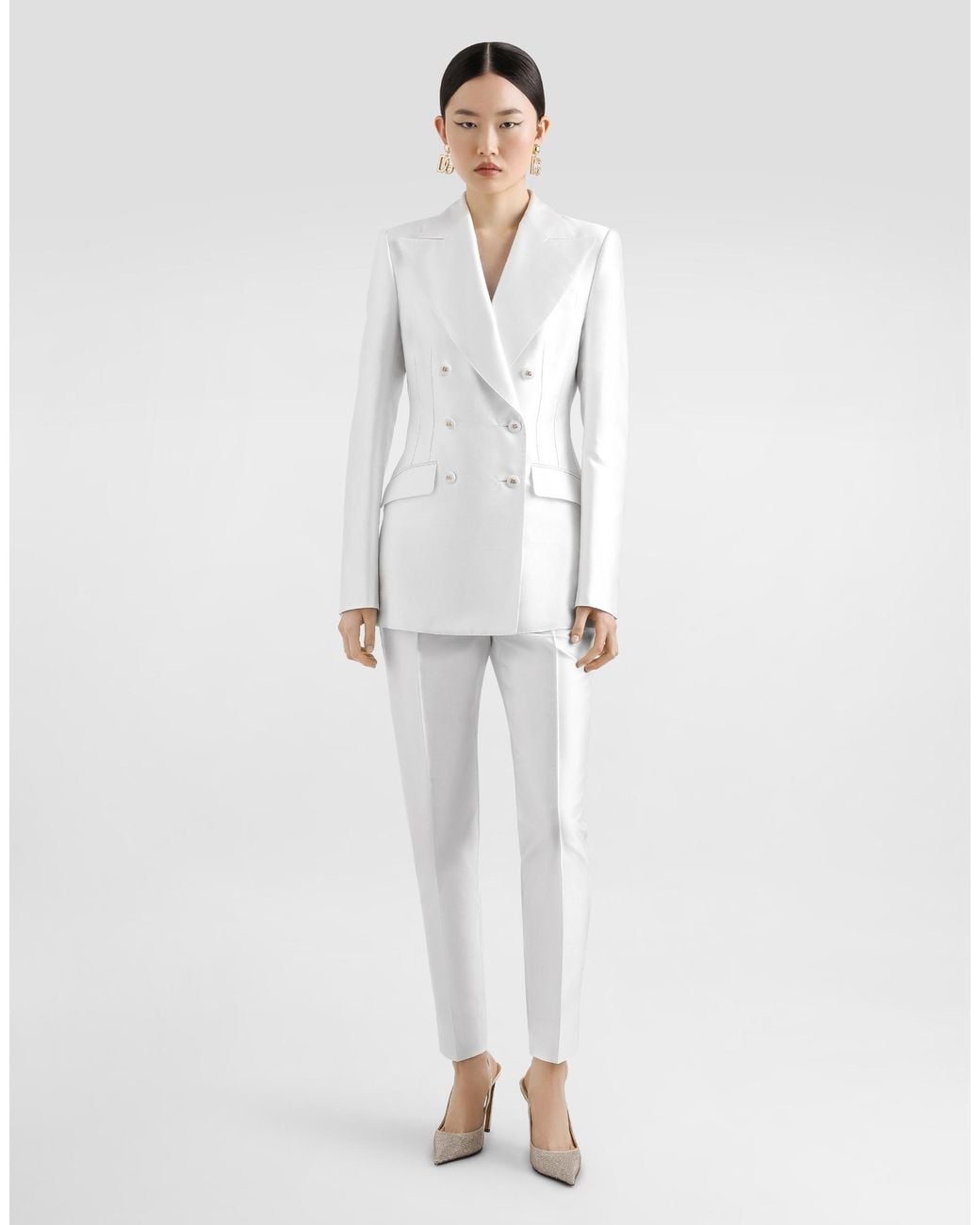 Dolce & Gabbana White Silk Trousers