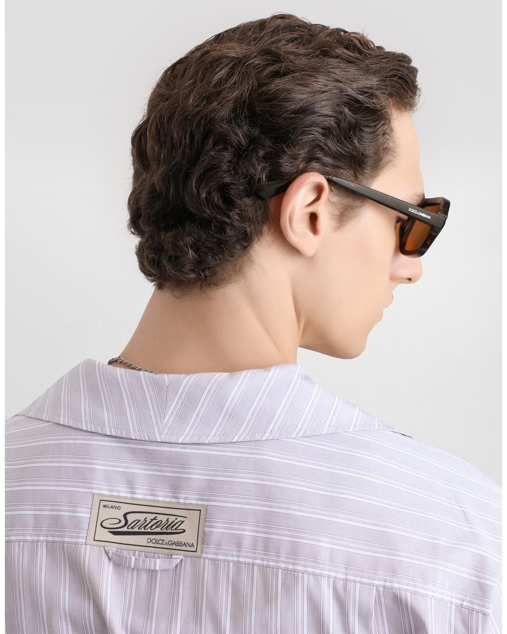 Dolce & Gabbana Blue Striped Cotton Poplin Shirt for men