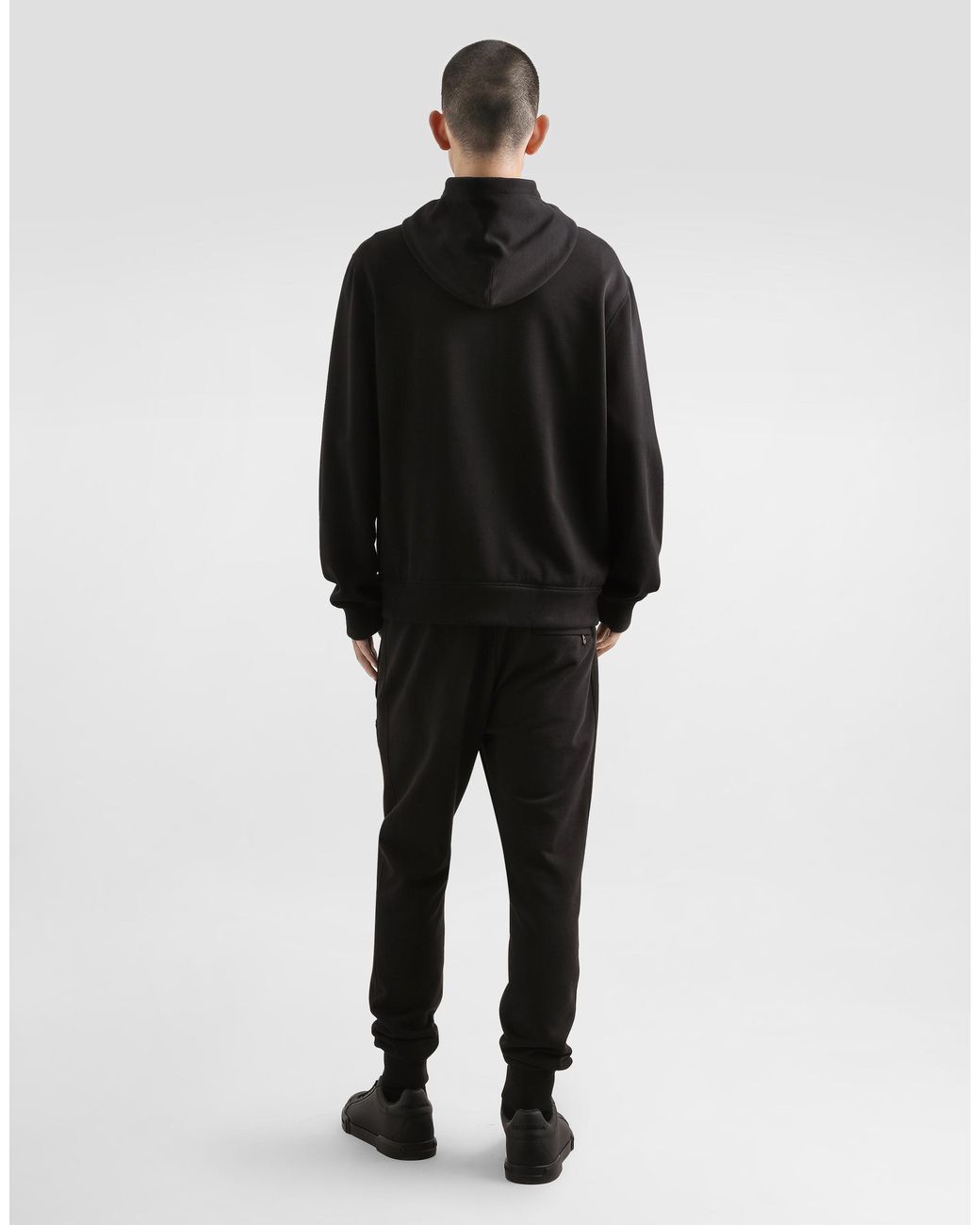 Dolce & Gabbana Black Jersey Trousers With Heraldic Patch for men