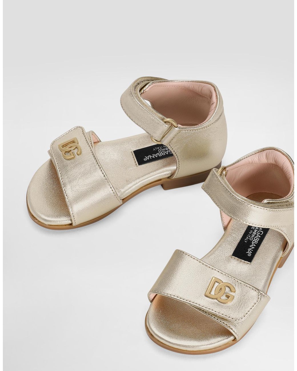 Dolce & Gabbana Natural Laminated Nappa Leather Sandals