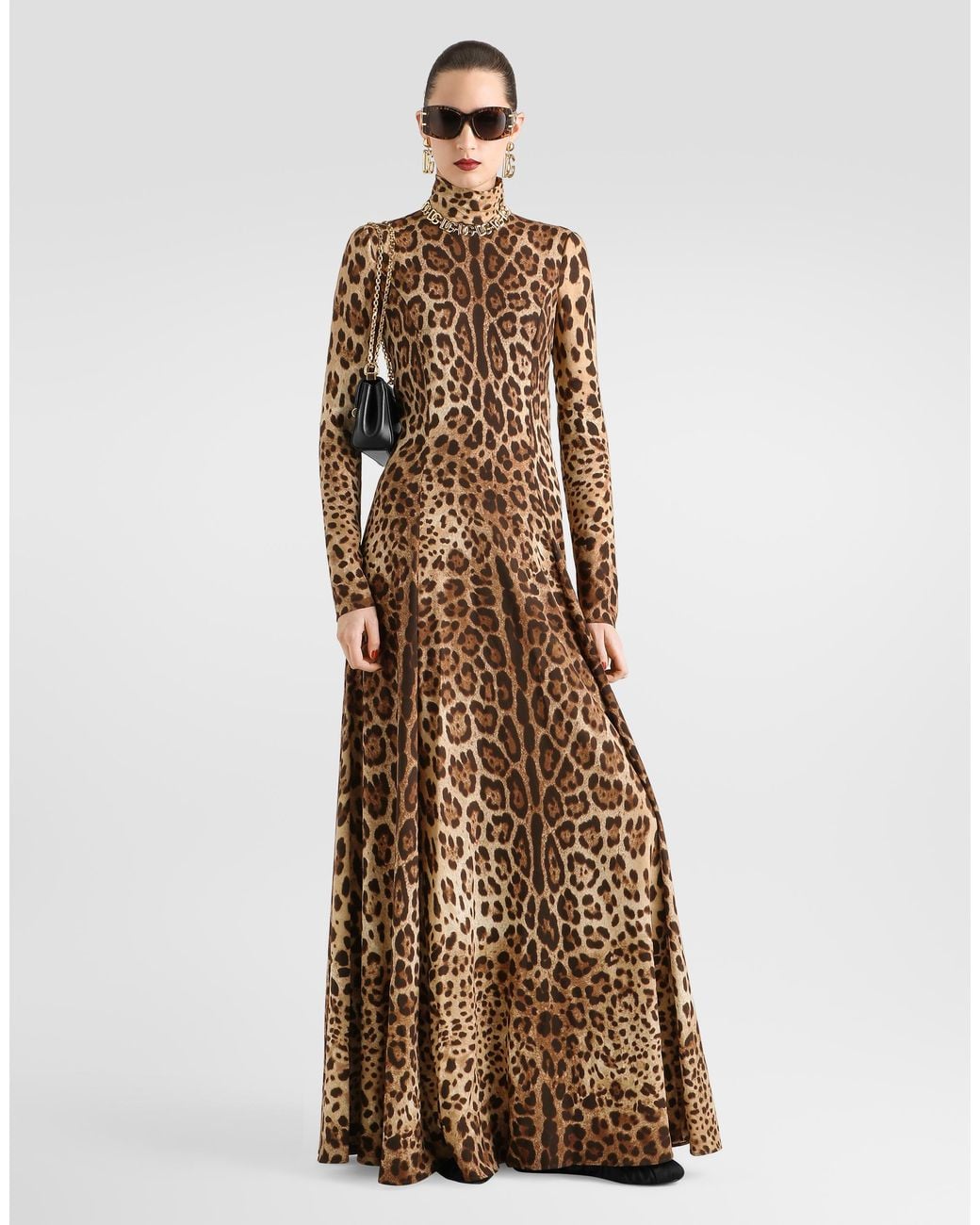 Dolce & Gabbana Natural Leo- Charmeuse Dress