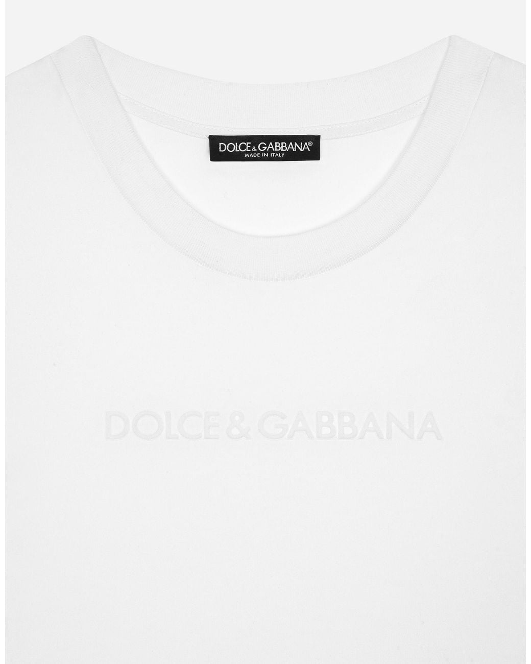 Dolce & Gabbana White T-Shirt Aus Jersey Mit Geflocktem