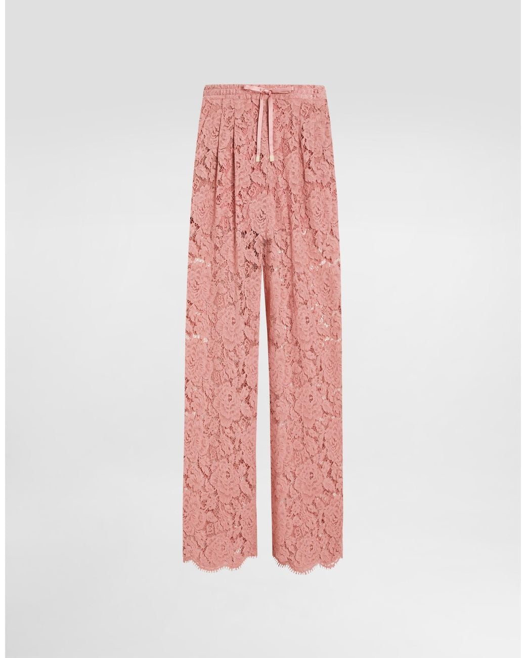 Dolce & Gabbana Pink Lace Wide-Leg Trousers