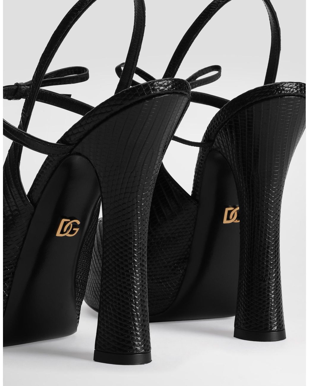 Dolce & Gabbana White Lizard Skin Slingbacks