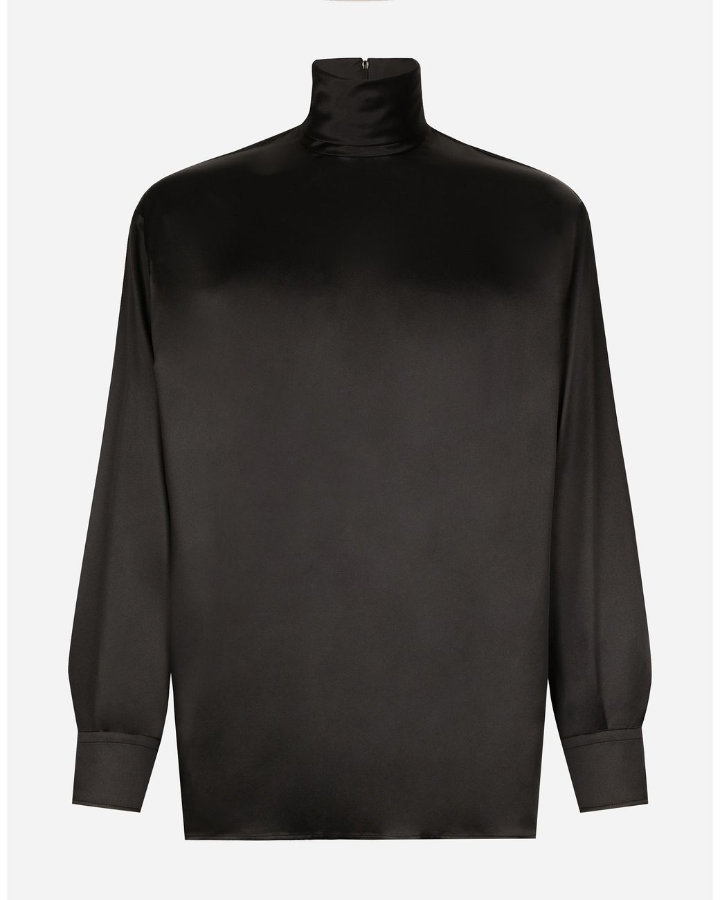 Dolce & Gabbana Black Loose Silk Turtleneck With Shirt Cuffs for men
