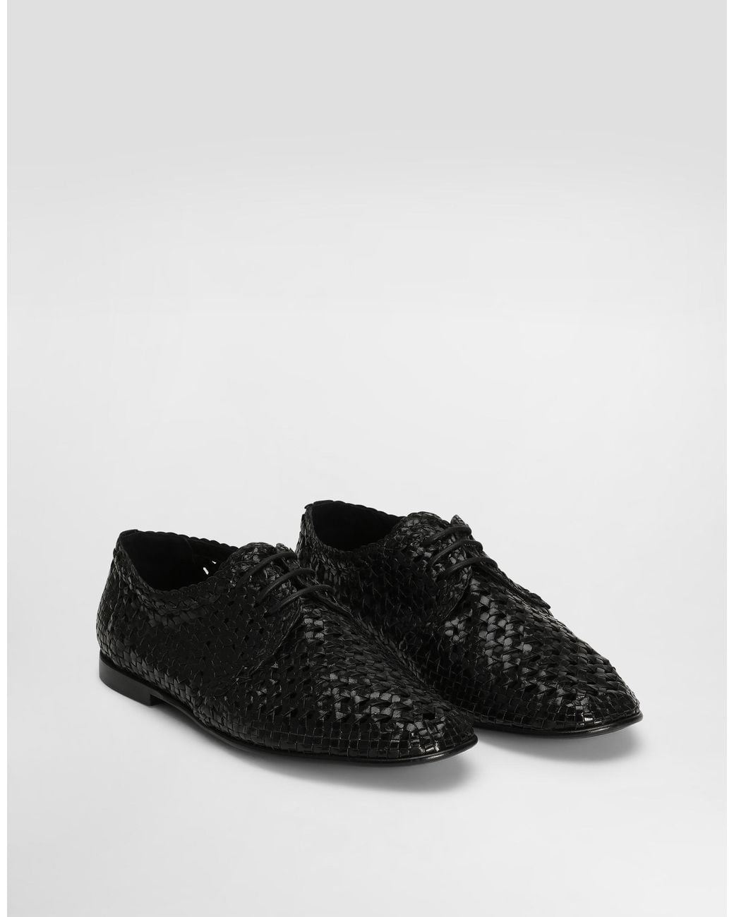 Dolce & Gabbana White Polished Goatskin Derby Shoes for men