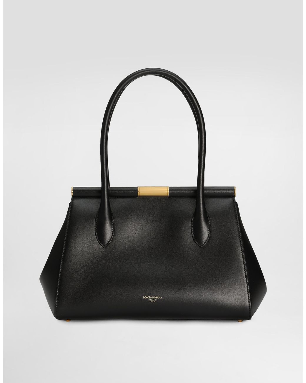 Dolce & Gabbana Black Calfskin Handbag With Snap Closure