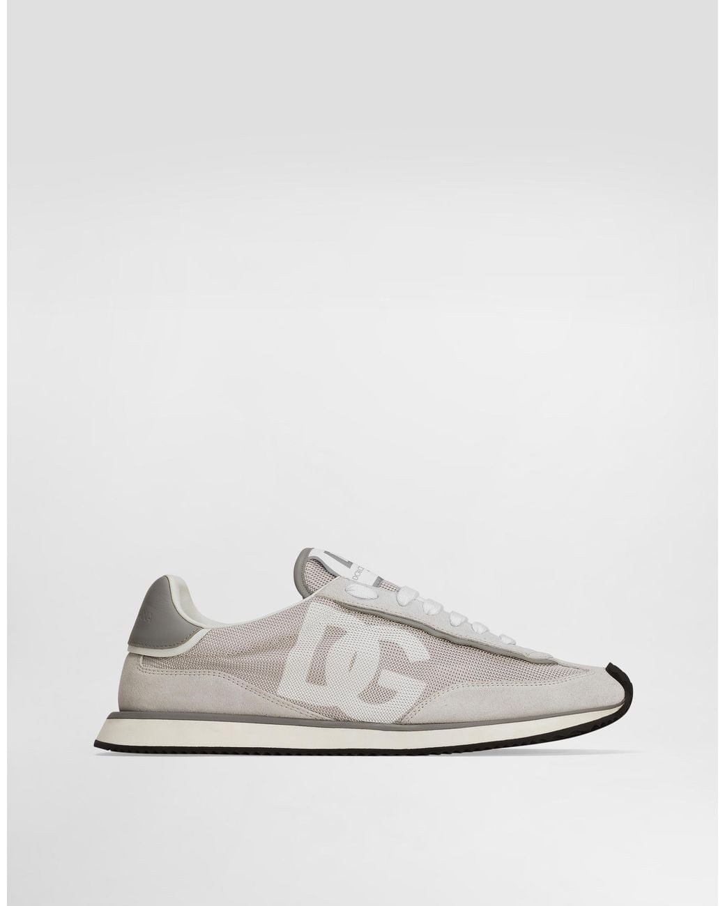 Dolce & Gabbana White Mixed-Material Dg Cushion Sneakers for men