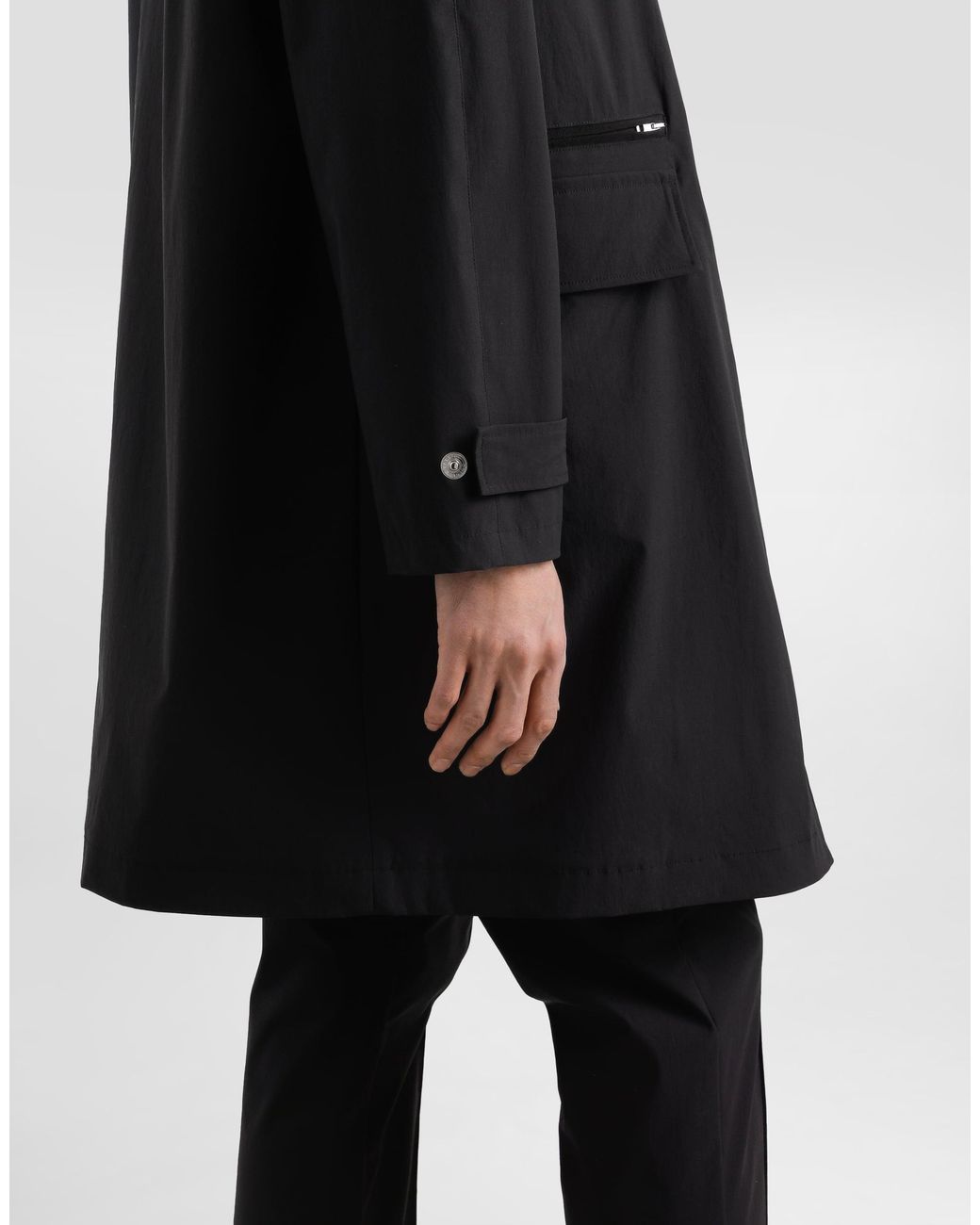 Dolce & Gabbana Black Nylon Canvas Single-Breasted Trench for men
