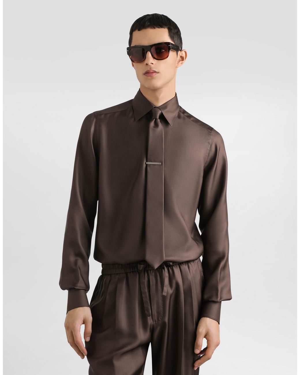 Dolce & Gabbana Brown Silk Shirt for men