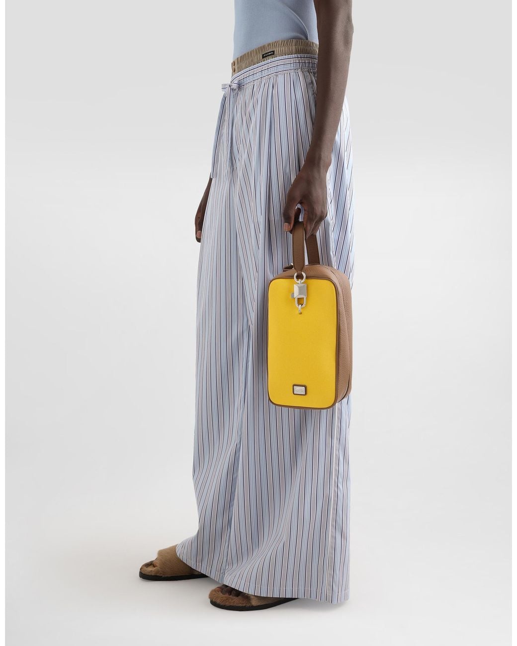 Dolce & Gabbana Lock Canvas And Calfskin Handbag in Yellow für Herren