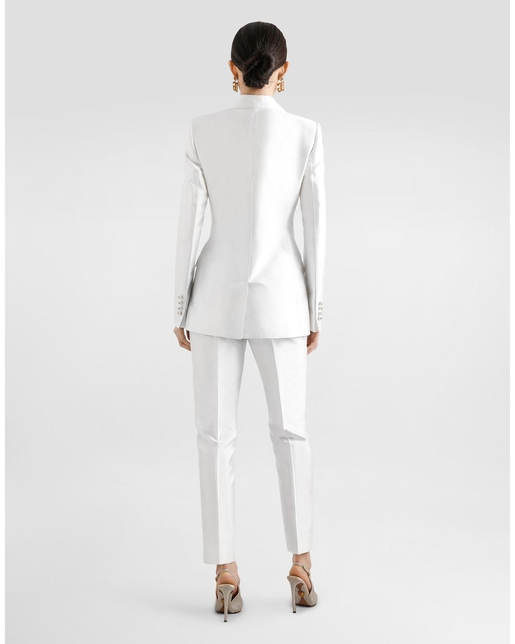Dolce & Gabbana White Silk Trousers